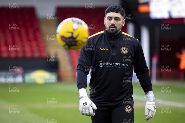 100224 - Walsall v Newport County - Sky Bet League 2 - Newport County goalkeeper Nick Townsend during the warm up