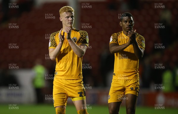 200819 - Walsall v Newport County - SkyBet League Two - Ryan Haynes and Tristan Abrahams of Newport County thank the fans at full time