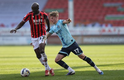 210326 - Walsall v Newport County - Sky Bet League 2 - Tom Davies of Newport and Albert Adman of Walsall FC