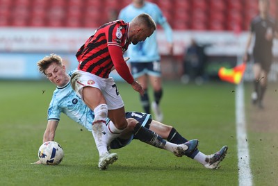 210326 - Walsall v Newport County - Sky Bet League 2 - Tom Davies of Newport and Alex Pattison of Walsall FC