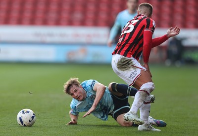 210326 - Walsall v Newport County - Sky Bet League 2 - Tom Davies of Newport and Alex Pattison of Walsall FC