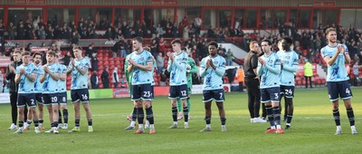 210326 - Walsall v Newport County - Sky Bet League 2 - Team applauds travelling fans at the end of the match