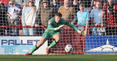 210326 - Walsall v Newport County - Sky Bet League 2 - Goalkeeper Jordan Wright of Newport can’t stop the goal going in