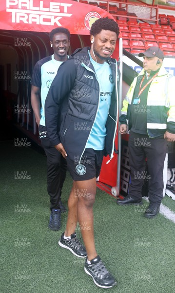 210326 - Walsall v Newport County - Sky Bet League 2 - Bobby Kamwa of Newport and Nathan Opoku of Newport