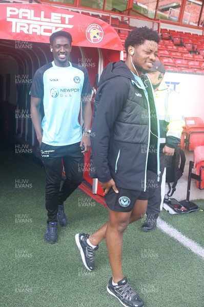 210326 - Walsall v Newport County - Sky Bet League 2 - Bobby Kamwa of Newport and Nathan Opoku of Newport