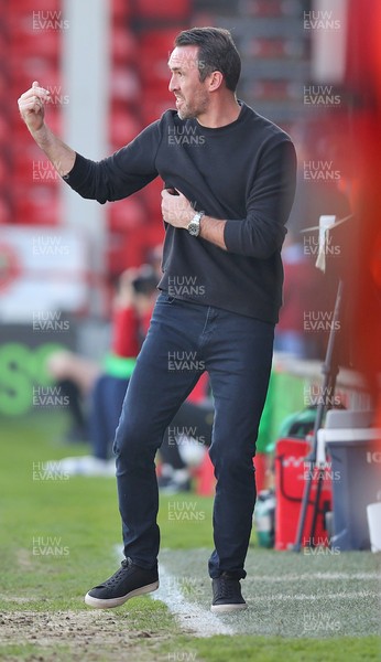 210326 - Walsall v Newport County - Sky Bet League 2 - Newport manager Christian Fuchs directs from the technical area