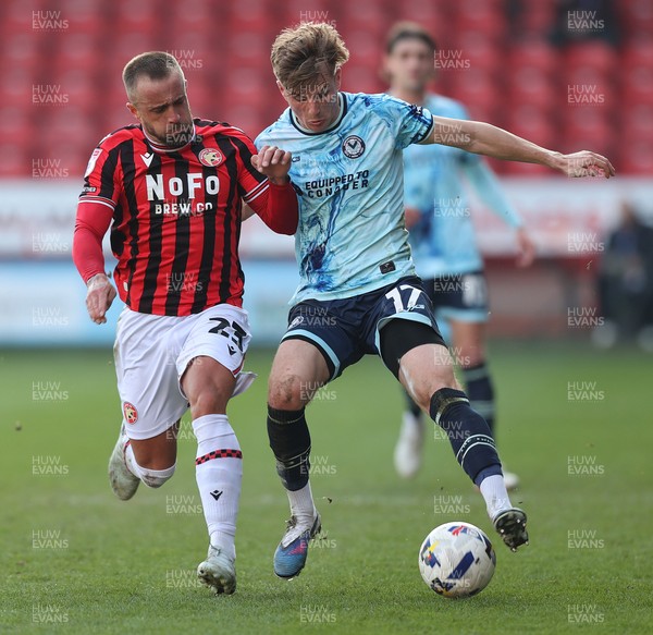 210326 - Walsall v Newport County - Sky Bet League 2 - Tom Davies of Newport and Alex Pattison of Walsall FC