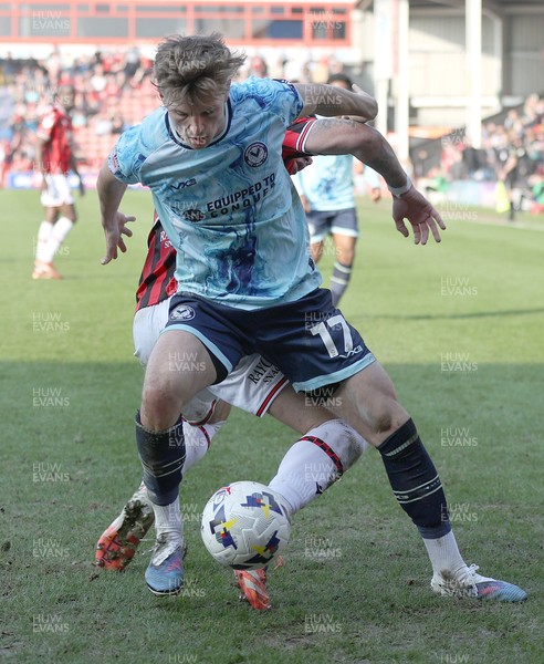 210326 - Walsall v Newport County - Sky Bet League 2 - Tom Davies of Newport and Alex Pattison of Walsall FC