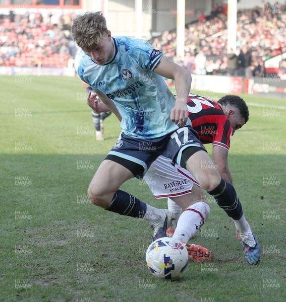 210326 - Walsall v Newport County - Sky Bet League 2 - Tom Davies of Newport and Alex Pattison of Walsall FC