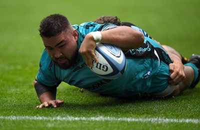 120921 - Wasps v Dragons - Preseason Friendly - Josh Reynolds of Dragons goes over too score try