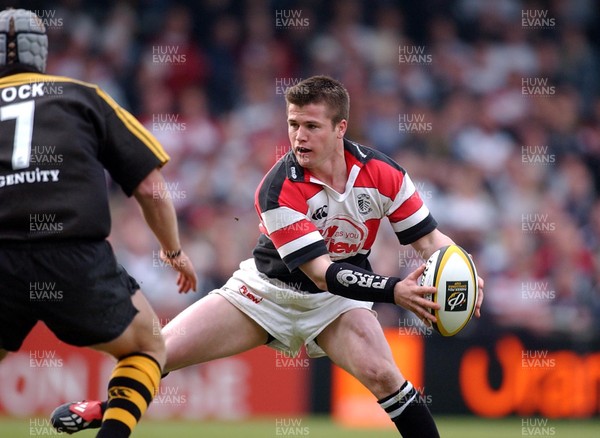 120403 - Wasps v Pontypridd - Parker Pen Cup Semi Final First Leg - Pontypridd's Ceri Sweeney tries to get past Mark Lock