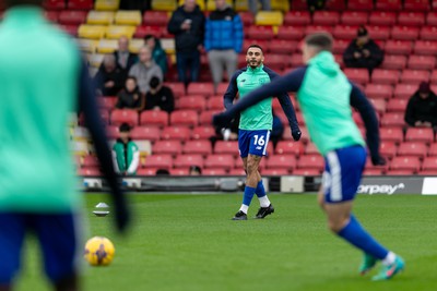 030224 - Watford v Cardiff City - Sky Bet League Championship - Karlan Grant of Cardiff City warming up