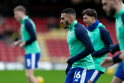 030224 - Watford v Cardiff City - Sky Bet League Championship - Karlan Grant of Cardiff City warming up