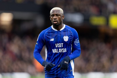 030224 - Watford v Cardiff City - Sky Bet League Championship - Jamilu Collins of Cardiff City looks on