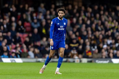 030224 - Watford v Cardiff City - Sky Bet League Championship - Kion Etete of Cardiff City looks on