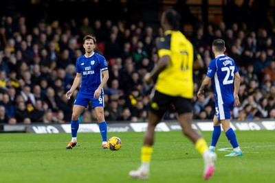 030224 - Watford v Cardiff City - Sky Bet League Championship - Ryan Wintle of Cardiff City passes the ball