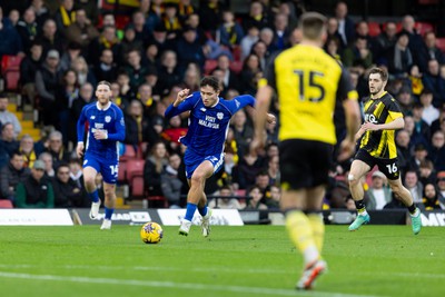 030224 - Watford v Cardiff City - Sky Bet League Championship - Rubin Colwill of Cardiff City in action