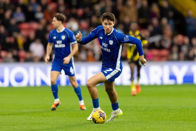 030224 - Watford v Cardiff City - Sky Bet League Championship - Rubin Colwill of Cardiff City in action