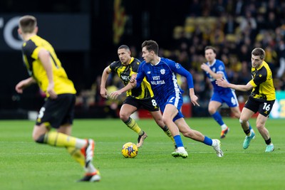 030224 - Watford v Cardiff City - Sky Bet League Championship - Rubin Colwill of Cardiff City in action