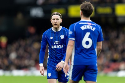 030224 - Watford v Cardiff City - Sky Bet League Championship - Josh Bowler of Cardiff City looks on