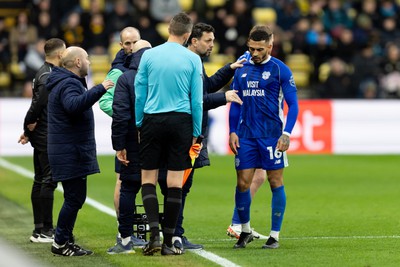 030224 - Watford v Cardiff City - Sky Bet League Championship - Erol Bulut manager of Cardiff City gives instructions to Karlan Grant of Cardiff City