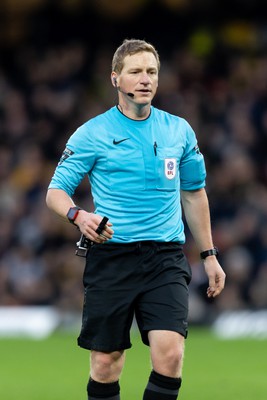 030224 - Watford v Cardiff City - Sky Bet League Championship - Match referee James Linington looks on