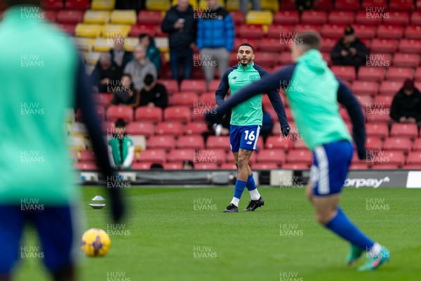 030224 - Watford v Cardiff City - Sky Bet League Championship - Karlan Grant of Cardiff City warming up