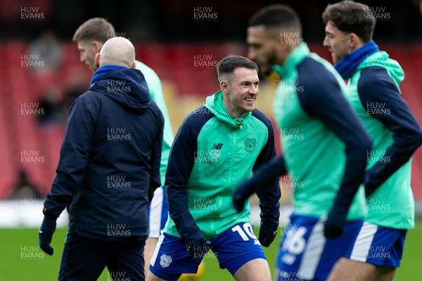 030224 - Watford v Cardiff City - Sky Bet League Championship - Aaron Ramsey of Cardiff City warming up
