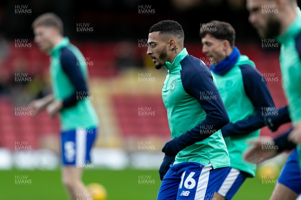 030224 - Watford v Cardiff City - Sky Bet League Championship - Karlan Grant of Cardiff City warming up