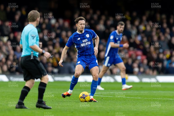 030224 - Watford v Cardiff City - Sky Bet League Championship - Ryan Wintle of Cardiff City passes the ball