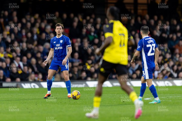 030224 - Watford v Cardiff City - Sky Bet League Championship - Ryan Wintle of Cardiff City passes the ball