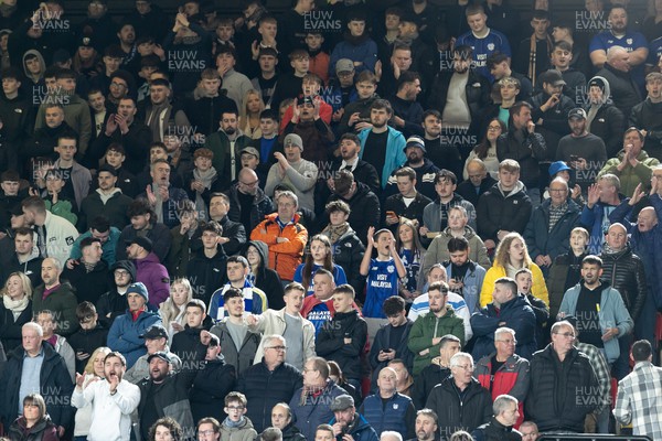 030224 - Watford v Cardiff City - Sky Bet League Championship - Fans of Cardiff City sing during the game