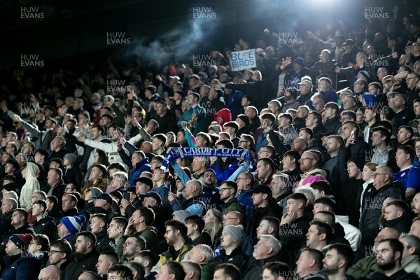 030224 - Watford v Cardiff City - Sky Bet League Championship - Fans of Cardiff City celebrate their team’s victory