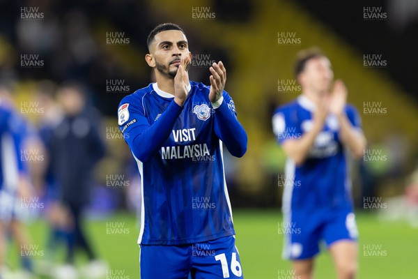030224 - Watford v Cardiff City - Sky Bet League Championship - Karlan Grant of Cardiff City applauds the fans after their sides victory