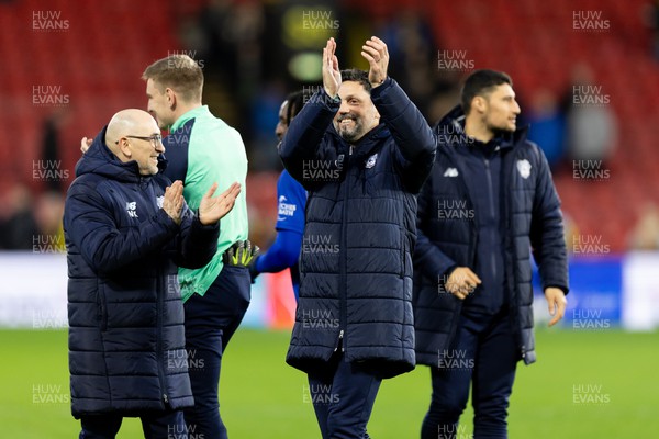 030224 - Watford v Cardiff City - Sky Bet League Championship - Erol Bulut manager of Cardiff City applauds the fans after their sides victory