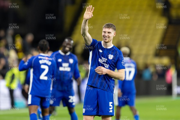 030224 - Watford v Cardiff City - Sky Bet League Championship - Mark McGuinness of Cardiff City waves the fans after their sides victory