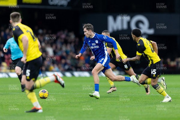 030224 - Watford v Cardiff City - Sky Bet League Championship - Rubin Colwill of Cardiff City in action