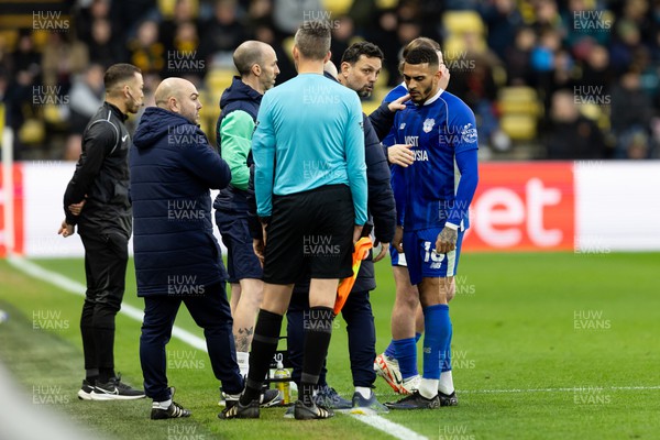 030224 - Watford v Cardiff City - Sky Bet League Championship - Erol Bulut manager of Cardiff City gives instructions to Karlan Grant of Cardiff City