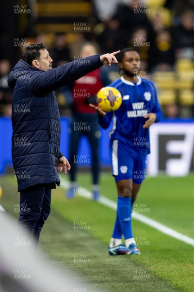 030224 - Watford v Cardiff City - Sky Bet League Championship - Erol Bulut manager of Cardiff City gives instructions