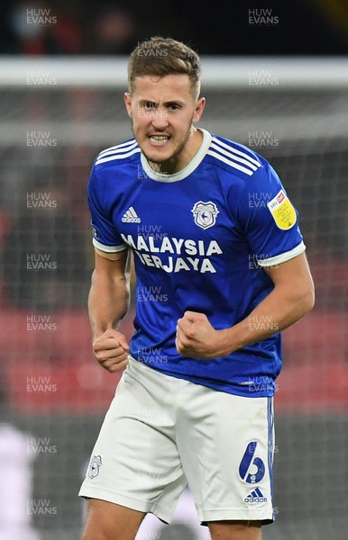 051220 - Watford v Cardiff City - Sky Bet Championship - Will Vaulks of Cardiff City celebrates at the final whistle after their 1-0 victory