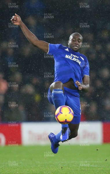 151218 - Watford v Cardiff City, Premier League - Sol Bamba of Cardiff City looks to control the ball