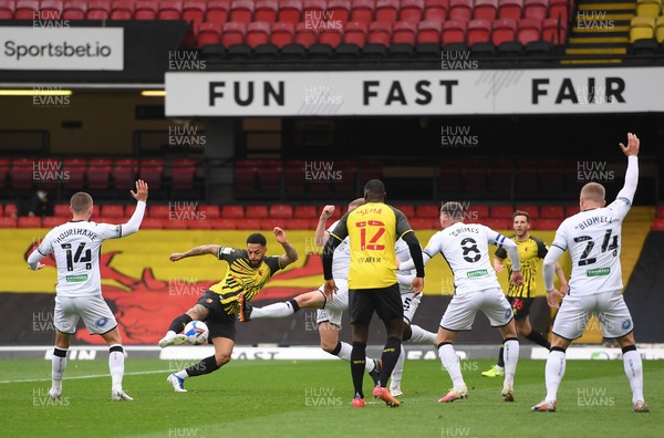 080521 - Watford v Swansea City - Sky Bet Championship - Andre Gray of Watford shoots at goal