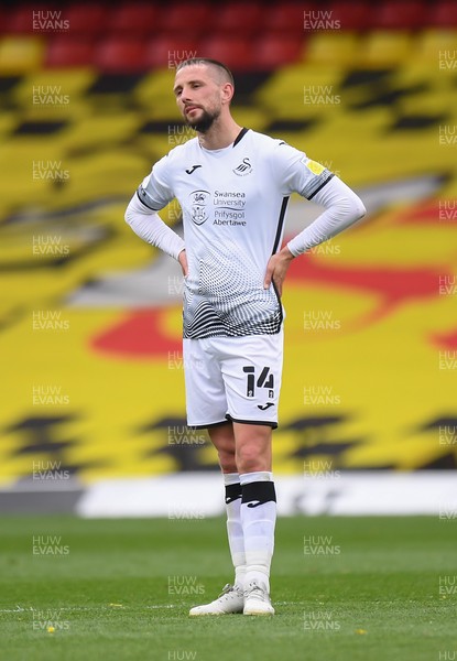 080521 - Watford v Swansea City - Sky Bet Championship - Conor Hourihane of Swansea City dejected after their 2-0 defeat