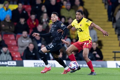 120325 - Watford v Swansea City - Sky Bet League Championship - Ronald of Swansea City and Yasser Larouci of Watford battle for the ball