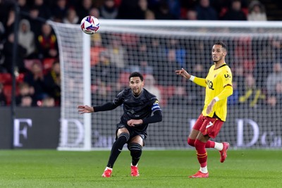 120325 - Watford v Swansea City - Sky Bet League Championship - Ben Cabango of Swansea City kicks the ball