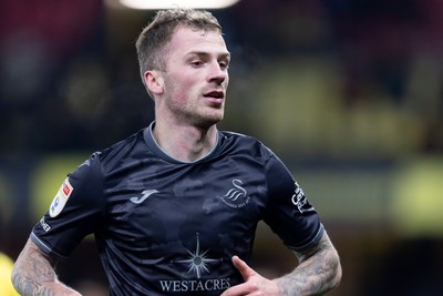 120325 - Watford v Swansea City - Sky Bet League Championship - Lewis O'Brien of Swansea City looks on