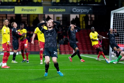 120325 - Watford v Swansea City - Sky Bet League Championship - Liam Cullen of Swansea City reacts after missing a chance