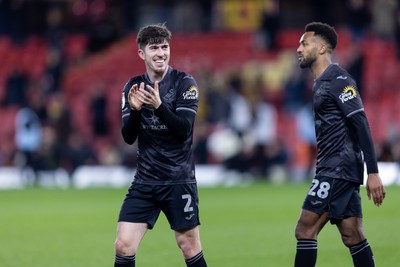 120325 - Watford v Swansea City - Sky Bet League Championship - Josh Key of Swansea City applauds the fans after their sides defeat