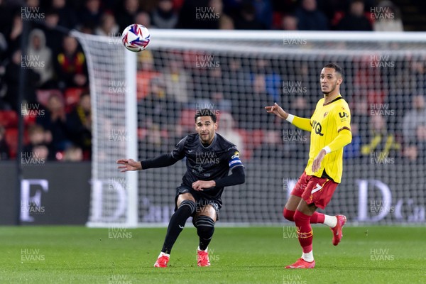 120325 - Watford v Swansea City - Sky Bet League Championship - Ben Cabango of Swansea City kicks the ball