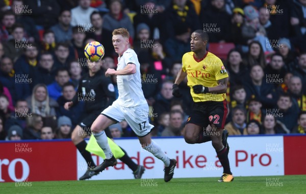 301217 - Watford v Swansea City - Premier League - Sam Clucas of Swansea City looks to get into space